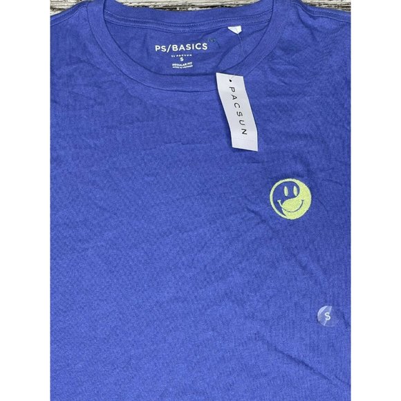 Pacsun Ps/Basics Blue Smiley Face Size long Sleeve - Picture 4 of 5